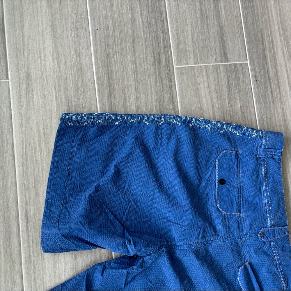 ROBERT GRAHAM Denim Shorts Men's 38W Blue White Stitched Trim Design Pockets - Picture 7 of 8